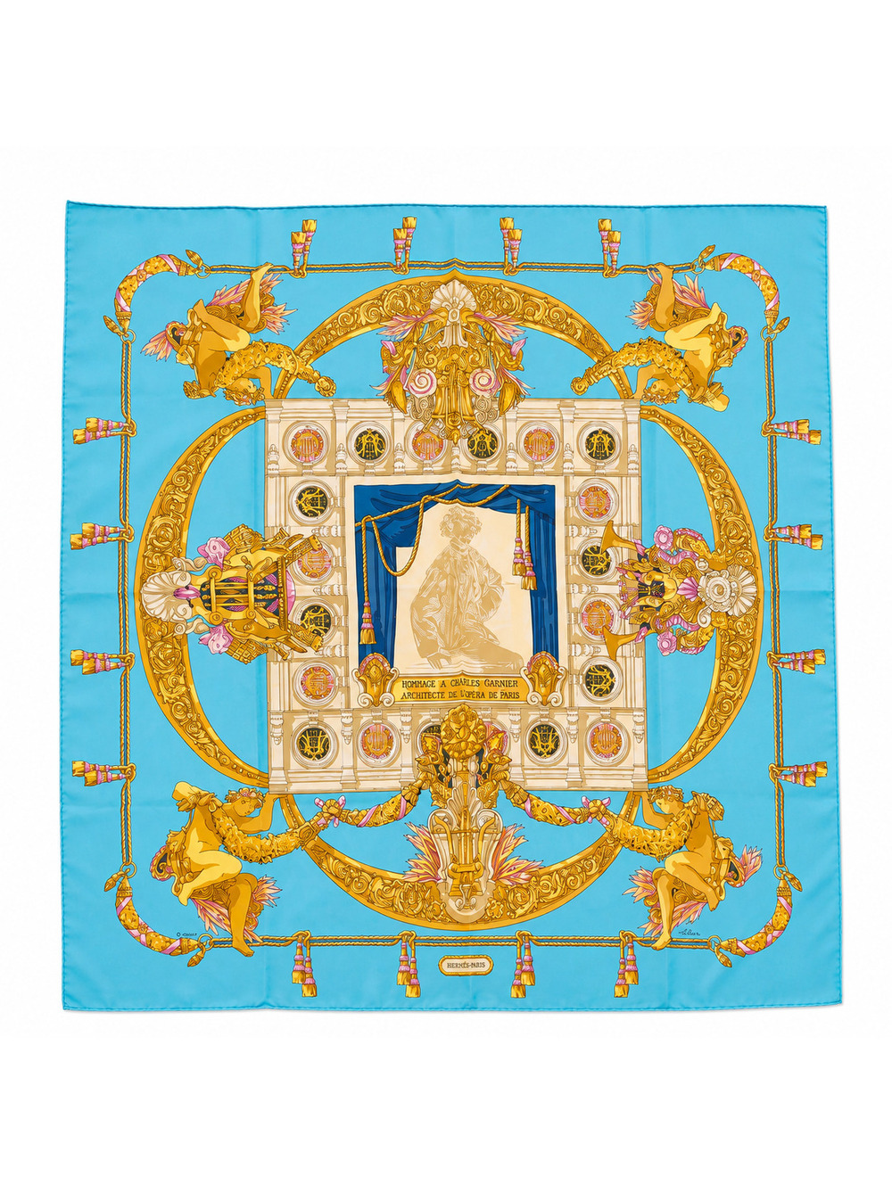 Authentic Hermès "Hommage à Charles Garnier" silk scarf